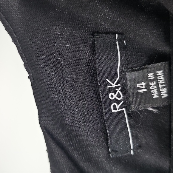 R&K Black Fit&Flare Sheer Eyelet Striped Overlay Sleeveless Cocktail Dress - Picture 3 of 14